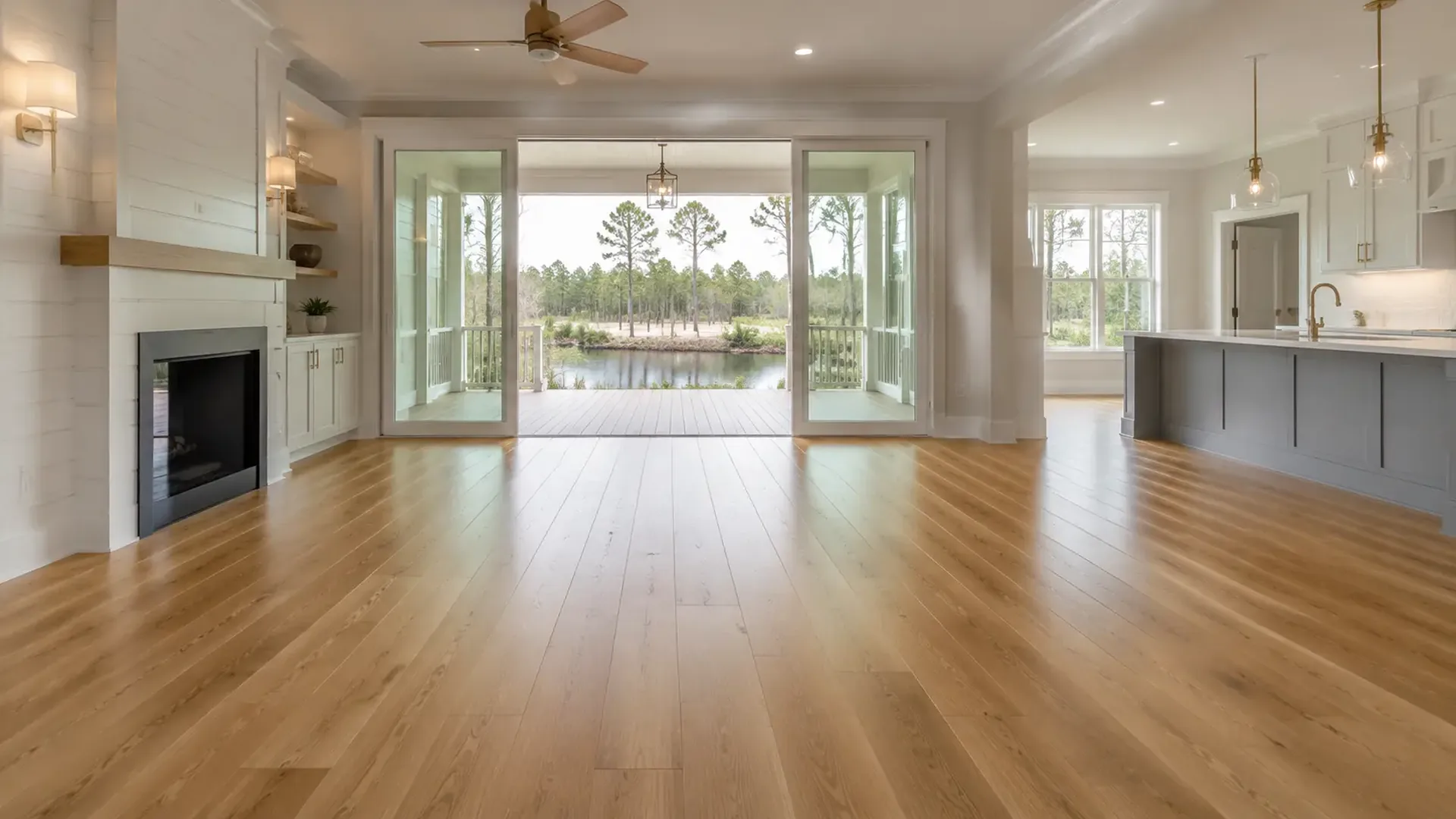 Hardwood floor in a newly built house near Leland NC